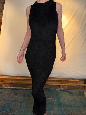 Vintage Black Sleeveless Maxi Dress
